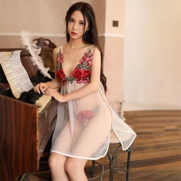 Fashion Floral Dress Women's Sexy Lingerie Two Color Short Skirts Lace Sex Underwear Porn Babydoll Extreme Mini Dress Sleepwear